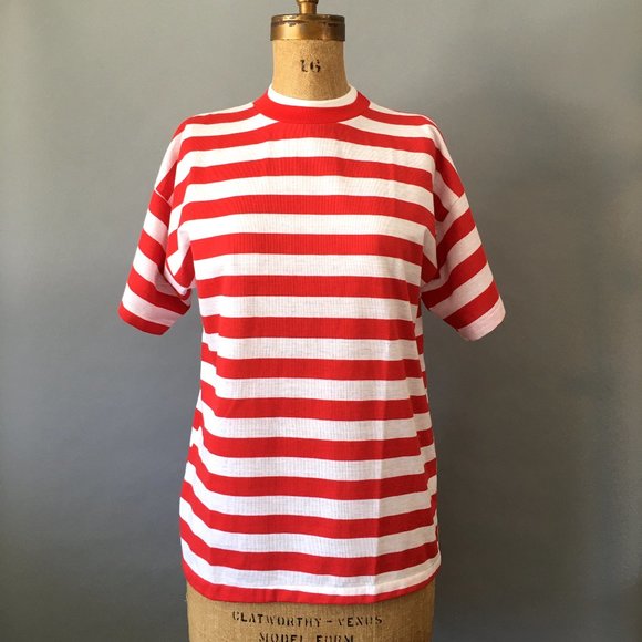 Vintage Tops - Vintage Nautical Look Red & White Striped Oversized TShirt - NWT, XL